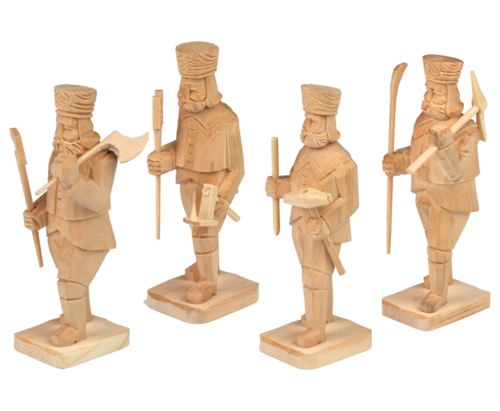 Hand Carved Figurine approx.  8 cm - Miners (price per set)