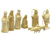 9  figurines 15 cm hand carved (price per set) Holy Family, 3 Kings, Shepard, 2 Sheep