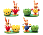 Ball shaped Rabbit 4-fold assorted with egg holder ca.10cm