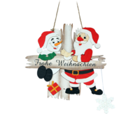 Roomdecoration Santa & Snowman "Frohe Weihnachten" 30 * 30 cm