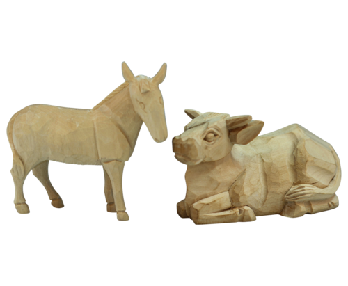Ox + Donkey  hand carved (price per set) suitable for 40115-09