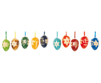 Treehanging Deco Eggs coloured - hand carved 10-fold assorted approx.6cm (price per set)