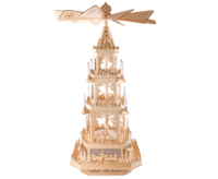Weihnachtspyramide ca. 100 cm Waldmotiv - 3 Etagen - mit Motor, Beleuchtung