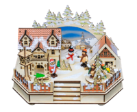 Music Box XXl with LED lights approx.32*24*17 cm - Wintervillage - Battery operated